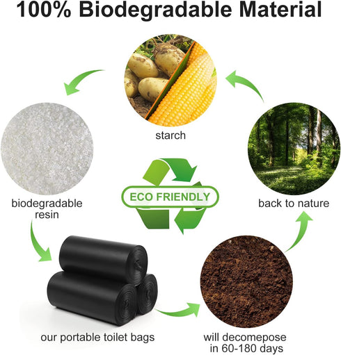 80 5-8 5-8 Portable Toilet Bags, Camping Toilet Bags, Gallon Compostable Bags, Biodegradable Toilet Bags for Gallon
