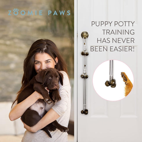Hanging Door Bells for Potty Training - Decorative Dog Door Bells for Puppy Supplies, Black and White Strap
