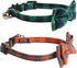 KUDES 2 Pack Cat Collar Breakaway with Bow Tie and Bell for Kitty and Puppies, Adjustable 7.8-10.5 Inch (Green+Orange)