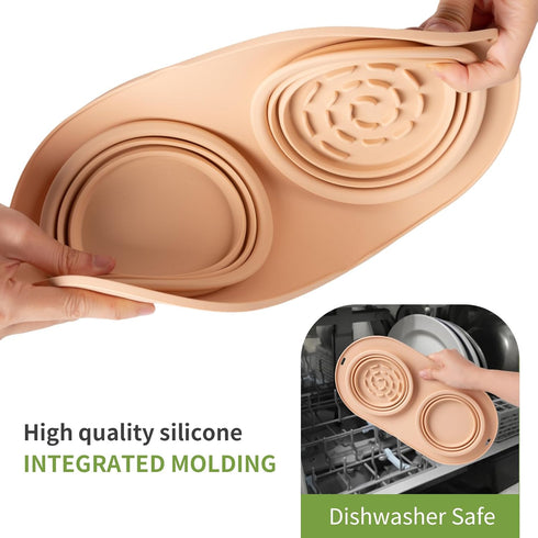 Dog Food Bowls & Collapsible Water Bowls with No-Spill, Non-Skid Feeder Bowls & Mat for Small Medium Large Dogs