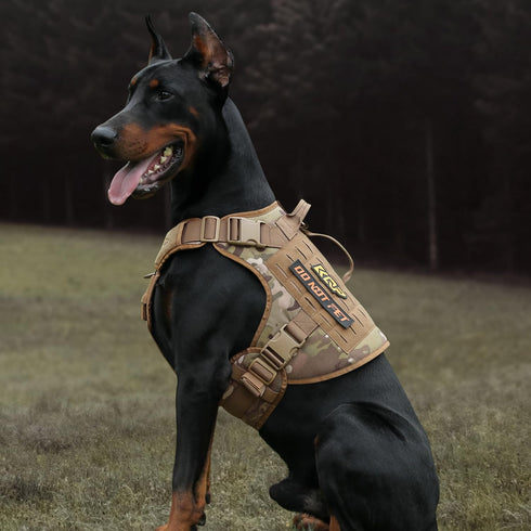 Tactical Dog Harness, No Pull Military Vest for Large Medium Small Dogs, Adjustable with Metal Clips