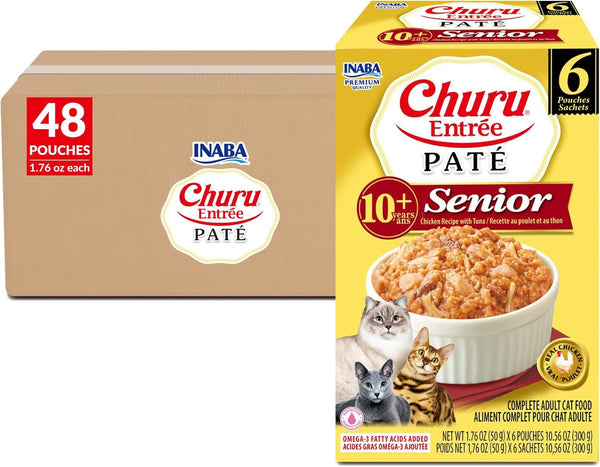 INABA Churu Entre Pate for Senior Cats, High Protein & Moisture, Prebiotic