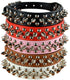 Dogs Kingdom Soft Leather Mushrooms Rivet and Spikes Studded Adjustable Buckle Pet Dog Collar for Small Medium Large
