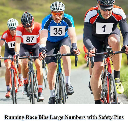 1-50 Pack Durable Waterproof Marathon Race Bibs with Large Numbers - with Safety Pins