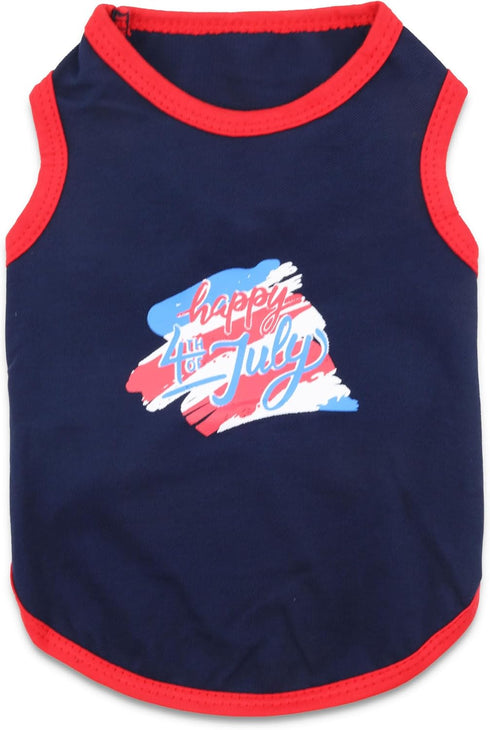 4th of July Small Puppy Clothes, Independent Day Dog Shirts USA Flag Outfit for Boy Girl
