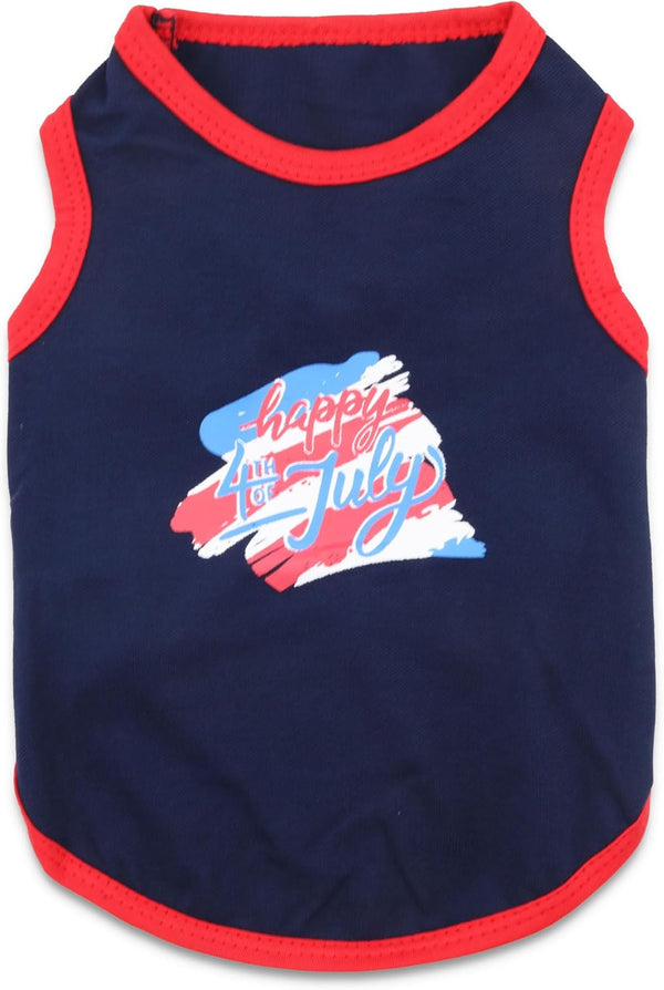 4th of July Small Puppy Clothes, Independent Day Dog Shirts USA Flag Outfit for Boy Girl