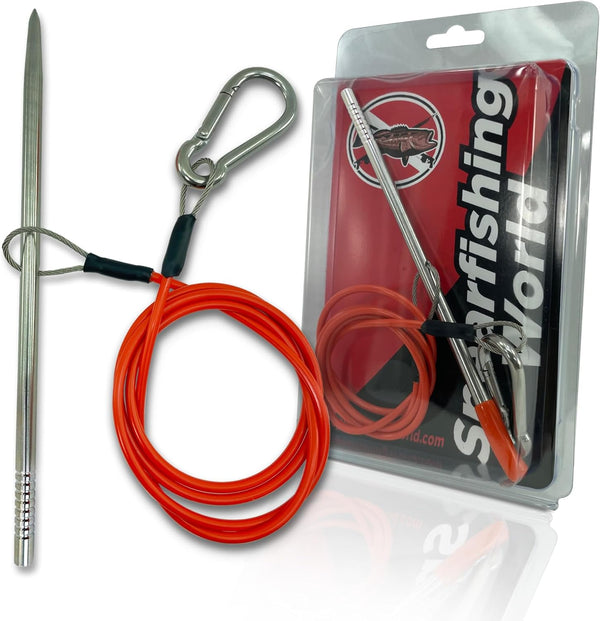 Fish Stringer for Spearfishing - Coated Stainless Steel Cable with Heavy Duty Carabiner