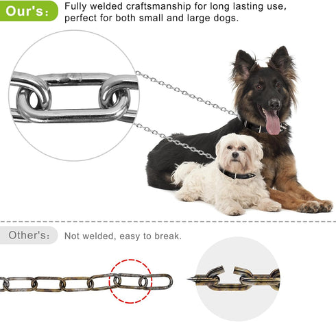 SELEWARE Outdoor Dog Tie Out Stake with Stainless Steel Chains, Anti-Rust Dog Anchor for Large Dogs up to 220 lbs