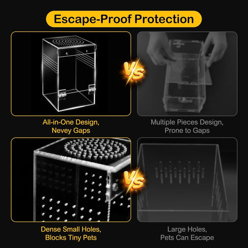 Jumping Spider Enclosure Kit,Escape Proof Reptile Tank,Praying Mantis Terrariums,Transparent Acrylic Bug