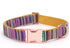 Colored Stripe Soft Adjustable Dog Collar with Metal Buckle for Small Medium Large Dogs, Perfect Pet Gift (L, Yellow)