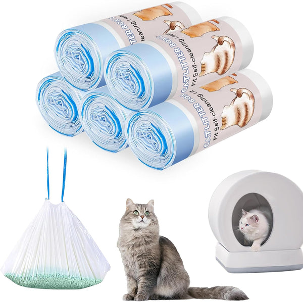 Joddguu 100 Count Self-Cleaning Cat Litter Box Liners Compatible With MW-SC01/MW-SC02/MW-LR01, Drawstring Heavy
