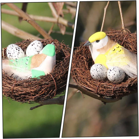 12pcs Country Alipis Style Rattan Bird Nest Decor Lifelike Artificial Nesting for Home Table Garden Decoration