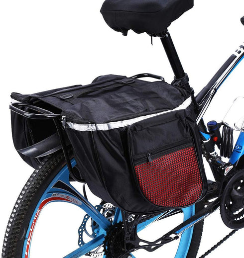 Keenso Double Rear Bag Large Capacity Waterproof Side Rear Bike Bags for Outdoor Riding, Camping, 25L, Black and Red by Keenso