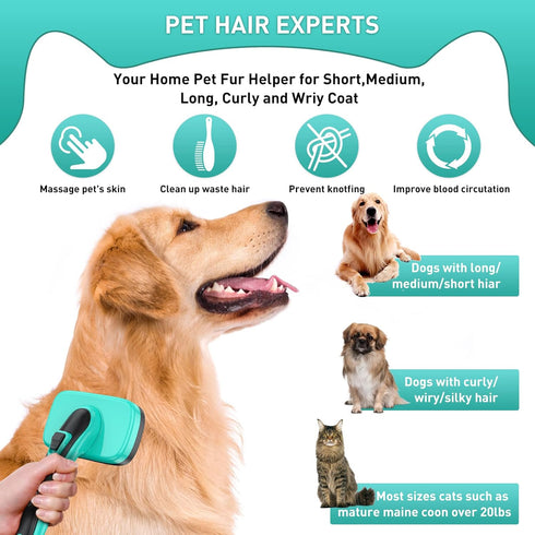 Pet Brush Kit for Grooming, Dog Self-Cleaning Slicker Brush + Nail Clippers Set for Shedding Long Short Haired Cats,
