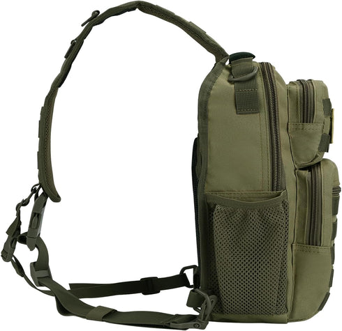 Pack Backpack Rover Sling Tactical Shoulder Sling Bag with Bottle Holder Crossbody Chest Bag, Olive