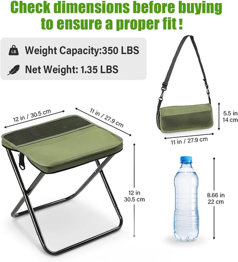 JELUTRIC 350 LB,Backpack Portable Ultralight Collapsible Camping Stool,Stool Folding Chair,Lightweight Handy Fishing