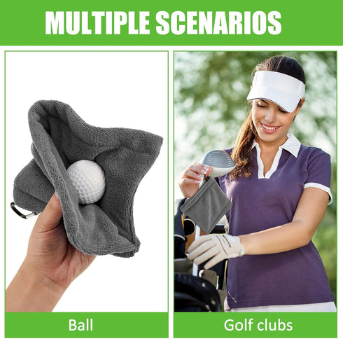 Flutesan Golf Ball Towel 5.5 x 5.5 Inch, Small Pocket Towel with Clip, Portable Golf Cleaner Accessories for Men Women