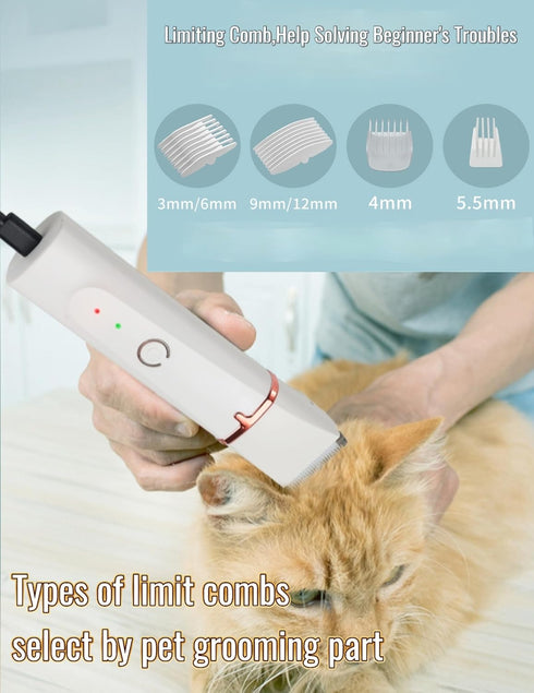 Kriopy 4 1 Trimmer- Trimming Dog Clippers Grooming Kit in Pet Hair Clipper-Low Noise Dog Paw Rechargeable - Cordless