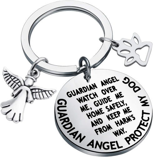 MYOSPARK Guardian Angel Protect My Dog Pet Protection Stainless Steel Pendant Collar Charm