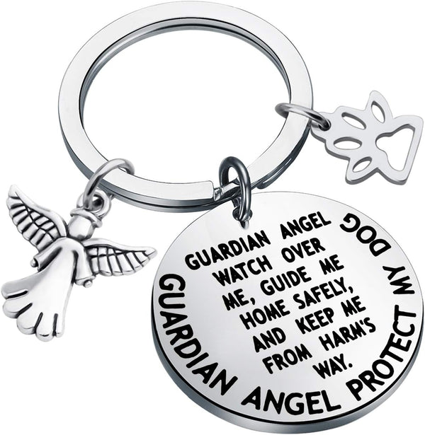 MYOSPARK Guardian Angel Protect My Dog Pet Protection Stainless Steel Pendant Collar Charm