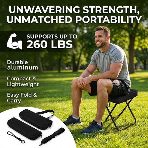 ZLverdeza Backpack 2-in-1 260LBS Foldable Stool, Portable Camping Stool with Sling Bag, Capacity Lightweight Aluminum