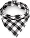 Christmas Plaid Dog Bandana with Button - Dual Layer Scarf Soft Cotton Triangle Bib for Small Medium Large Extra Large