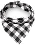 Christmas Plaid Dog Bandana with Button - Dual Layer Scarf Soft Cotton Triangle Bib for Small Medium Large Extra Large