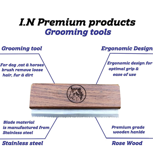Original Deshedding Grooming Tools for Horse, Cats & Dogs, Ergonomic Wooden Handle Professional Brush, Remove 95% of