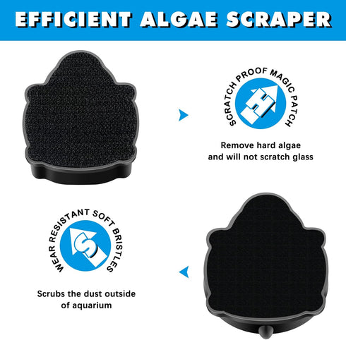 2 Pcs Algae Cleaning Scrapers, Aquarium Tank Glass Brush, Magnetic Cleaner for Fish Tank Cleaning (Blue, Coffee Black)