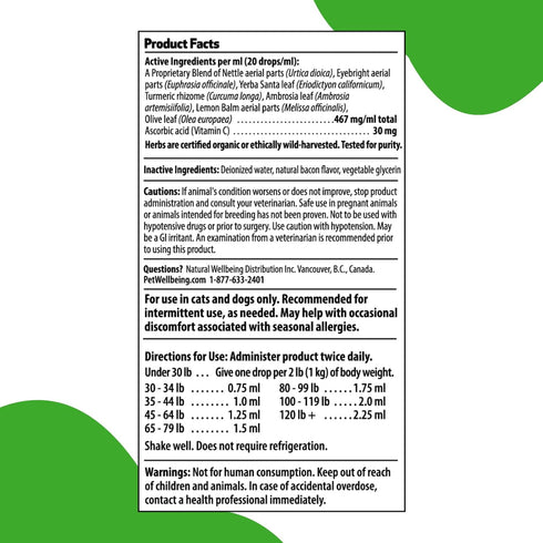 Pet Wellbeing Nettle-Eyebright Gold for Dogs - Natural Herbal Supplement for Allergies, 2 oz