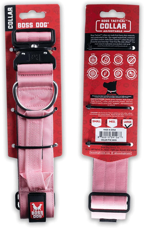 Boss Dog Tactical Collar in Large, Pink