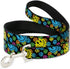 Buckle-Down Pet Leash, Dog Leash with Smiley Faces Melted Stacked Black Multi Neon, 4 Feet