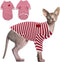 DENTRUN Hairless Cats Shirt, Breathable Daily Wear Clothes for Cats, Soft Stripe Vest Pajamas Jumpsuit
