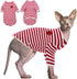 DENTRUN Hairless Cats Shirt, Breathable Daily Wear Clothes for Cats, Soft Stripe Vest Pajamas Jumpsuit
