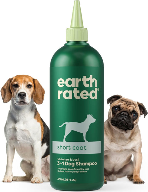 Earth Rated 3-in-1 Coat-Specific Dog & Puppy Shampoo, Conditioner & Deodorizer, 16 oz, White Tea & Basil Scent