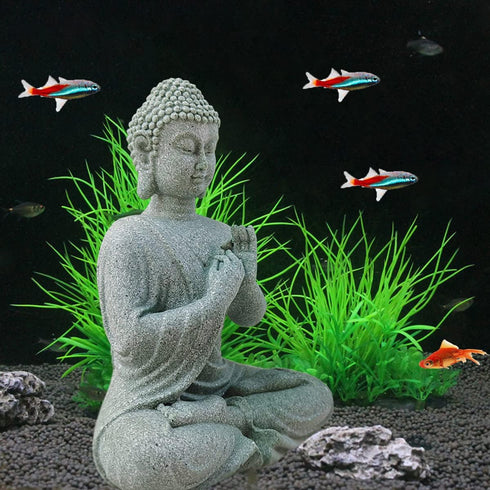 Aquarium Buddha Statue, Japanese Buddha Figurine, Fish Tank Buda Sculpture for Underwater Decoration