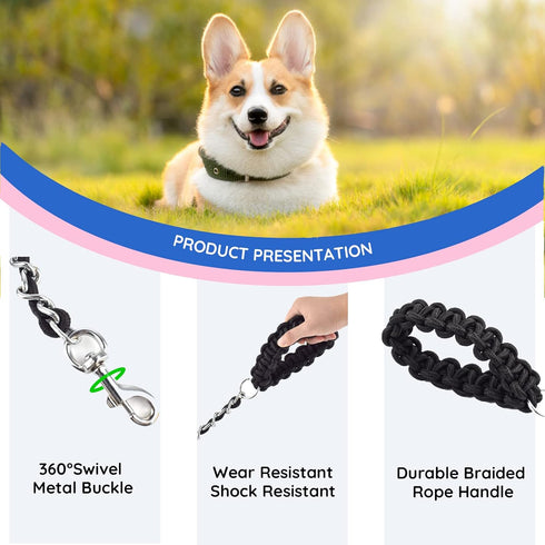 Chew Proof Chain Dog Leash, 5.5ft Heavy Duty Metal Lead with Soft Rope Handle for Medium Large Dogs