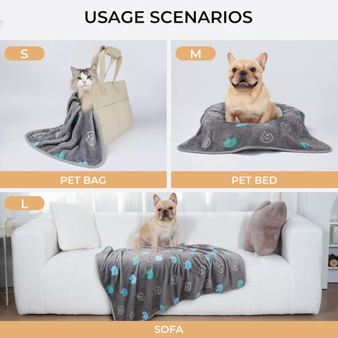 1 Pack 3 Medium(30x20 inch) Blankets Super Soft Fluffy Premium Cute Cat Pattern Pet Blanket Flannel Throw for Dog Puppy