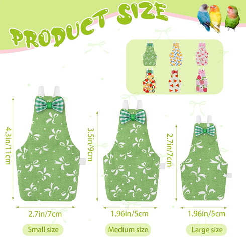 3-Packs Bird Diaper Flight Suit, Lightweight Reusable Washable Elastic-Straps Parrot Clothes for Peony/Monk Parakeet