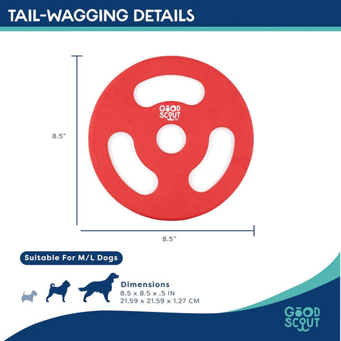 Good Scout Tugg Frisbee Dog Fetch Toy - Indoor and Outdoor Rubber Toy for Medium and Large Dogs