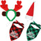 SATINIOR 4 Pcs Adjustable 3D Christmas Dog Santa Hat - Classic Buffalo Plaid Scarf, Reindeer Antlers Headband for Pets