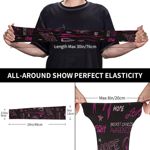 Ribbon Breast Cancer Awareness Cooling Arm Sleeves for UV Protection, Perfect for Cycling, Running, Basketball
