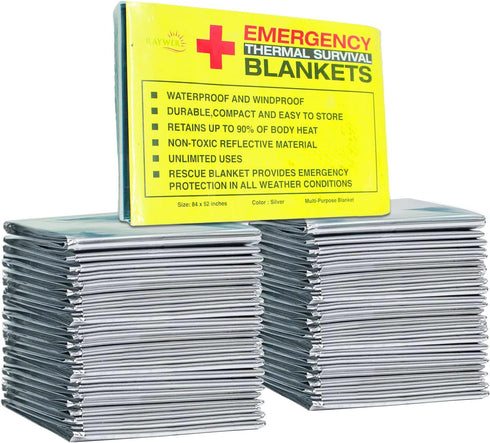 Rawyer Emergency Thermal Survival Blankets - Mylar Blankets for Outdoor, Camping, Hiking, Heavy Duty Survival Gear (10