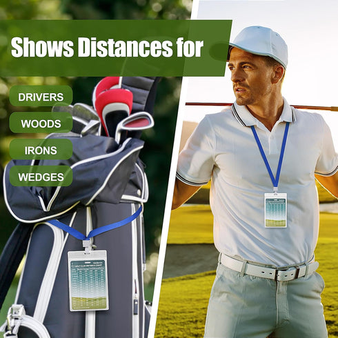 Golf Range Chart Card - Golf Distance Card, Gift for Golf Bag Accessories (Aluminium, 5.1x3.5 in)