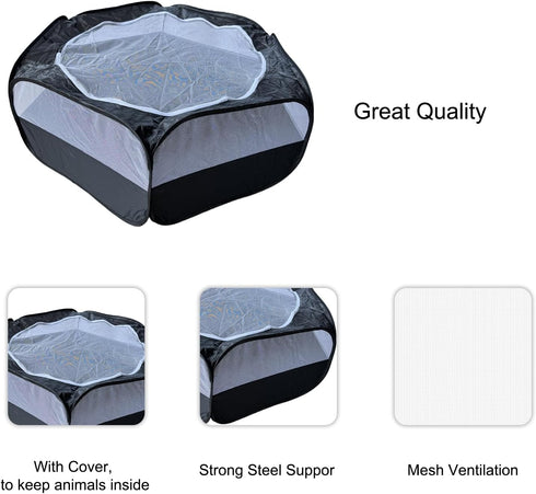 Denyskwin Chinchillas, Small Animal Playpen with Zippered Mesh Cover - Portable Foldable Chicken Brooder Box, Indoor