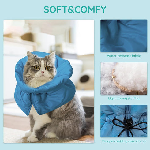 Cat Recovery Collar, Soft Adjustable Cone Alternative, Lightweight Waterproof Fasteners Collars for Cats, Kittens,