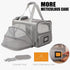 Expandable Grey Cat Carrier - Small Dog Bag for Traveling, Bunny Rabbit Purse, TSA Airline Approved
