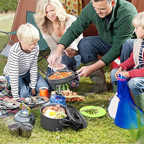 Lixada Outdoor Camping Cookware Mess Kit: Pots and Pans Set with Stove, Spoon, Fork, Cutter for Hiking