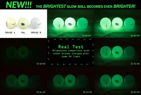 R&L Glow Golf Balls - Tournament Fluorescent Glowing in The Dark Long Lasting Bright Balls