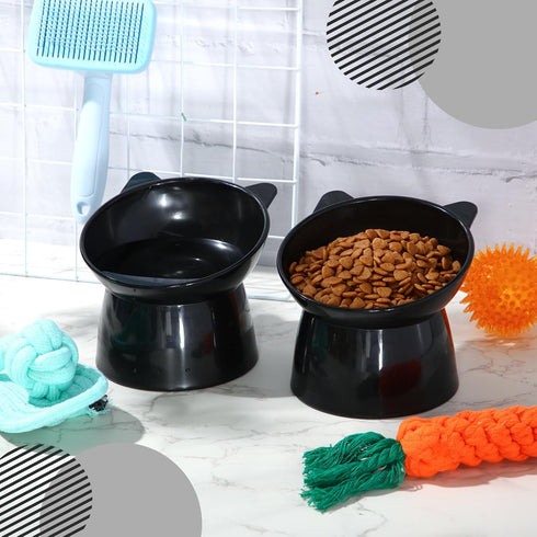 Zhehao 2 Pieces Plastic Raised Bowl Set, Tilted 15 Degrees Elevated Cat Food and Water Bowls for Small Dogs